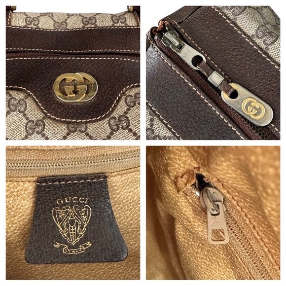 Authentic GUCCI GG Tan & Brown Monogram Leather Vintage Boston Bag - Picture 2 of 15